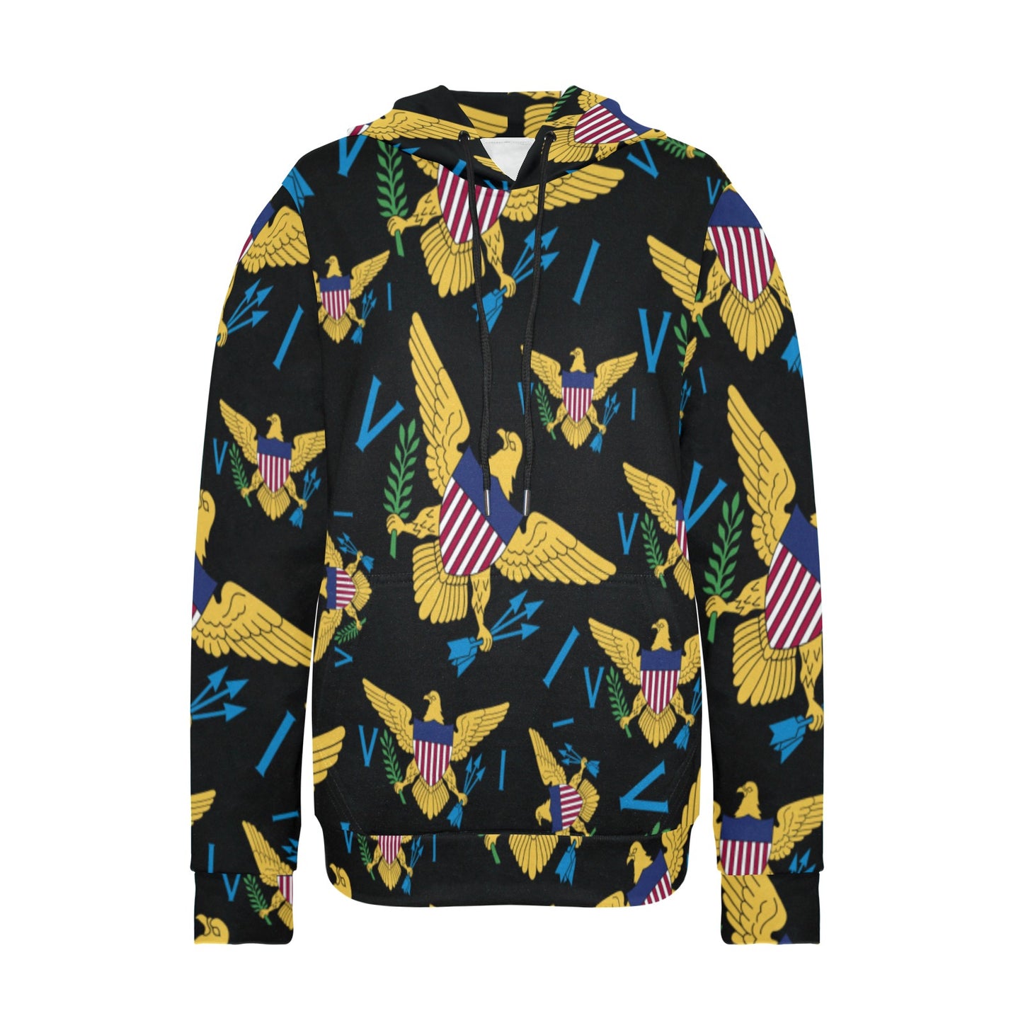 VI All Over Sweatshirt Women's Long Sleeve Fleece Hoodie (Model H55)