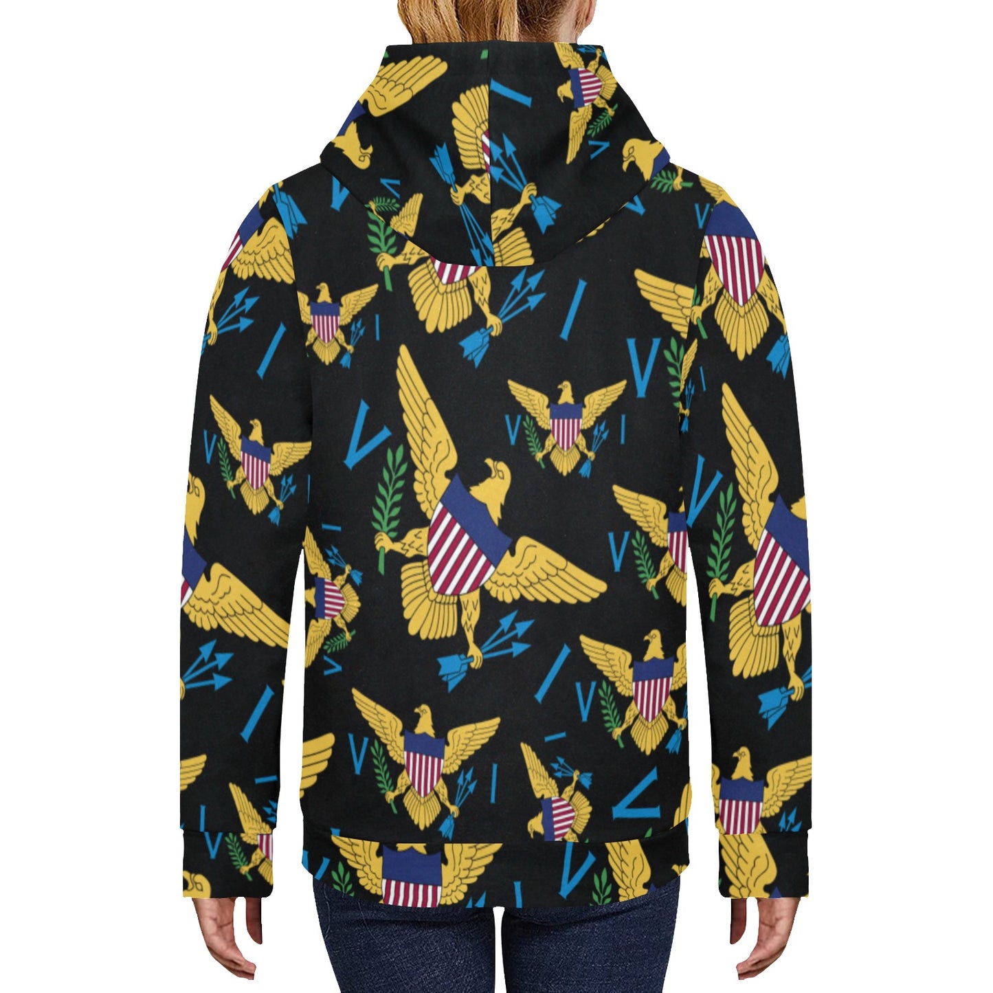 VI All Over Sweatshirt Women's Long Sleeve Fleece Hoodie (Model H55)