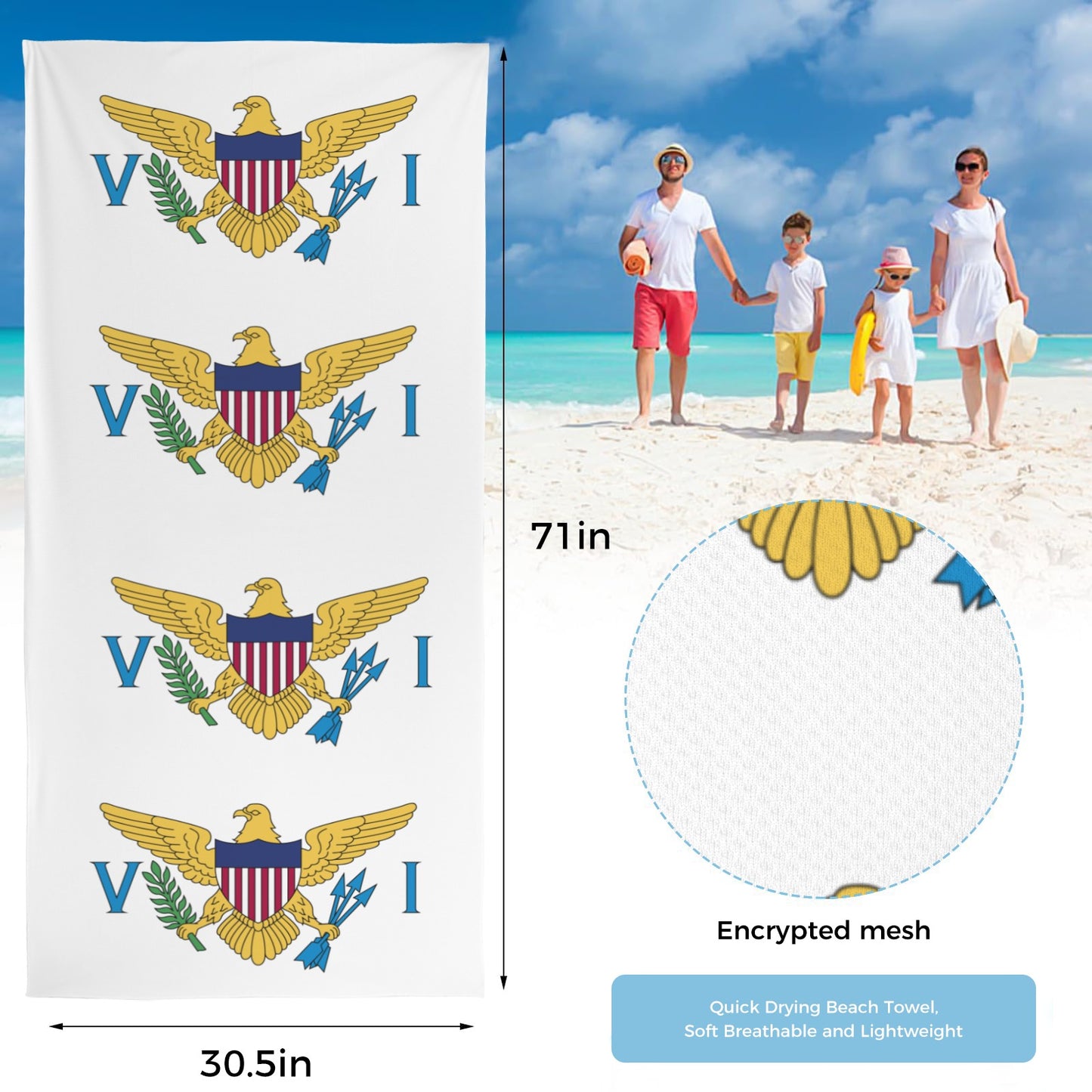 Quick Dry Beach Towel 30.5"x71"