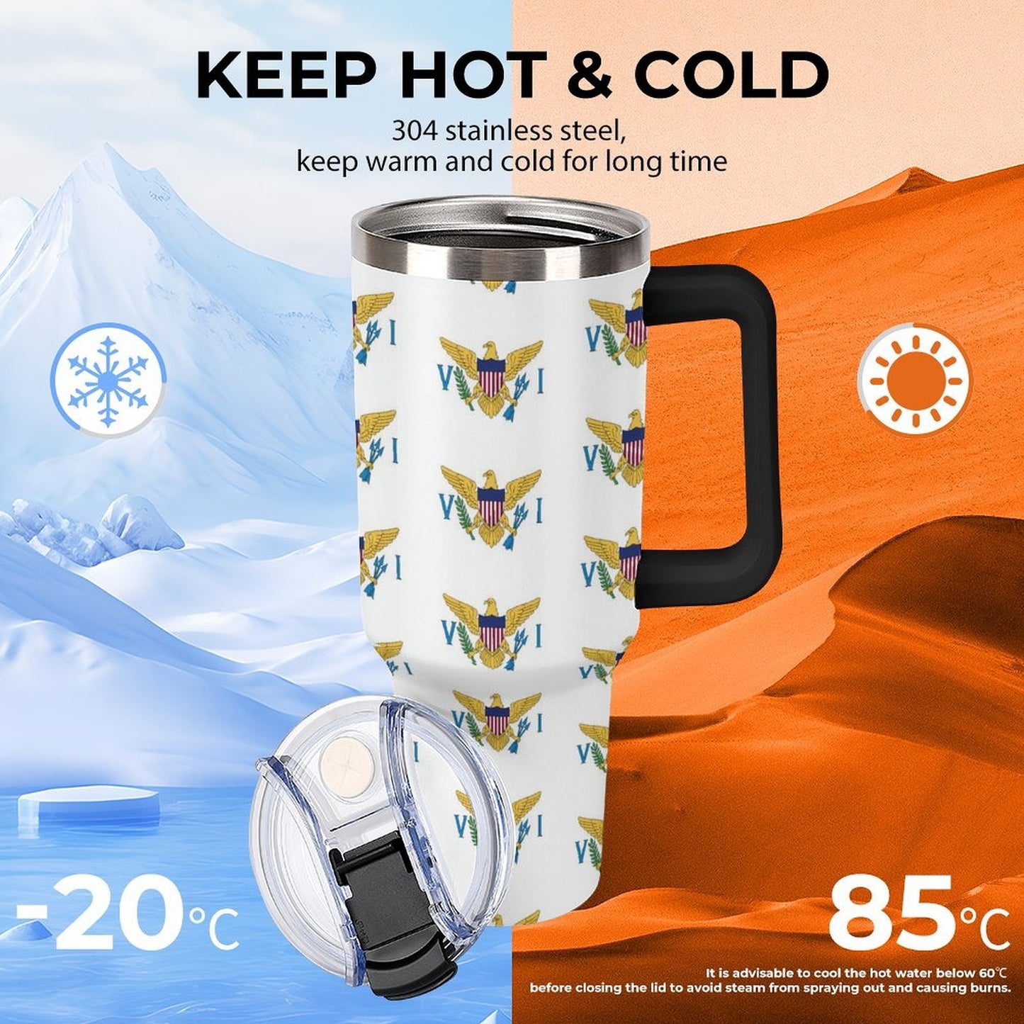 40oz Tumbler with Multi-Color Handle options