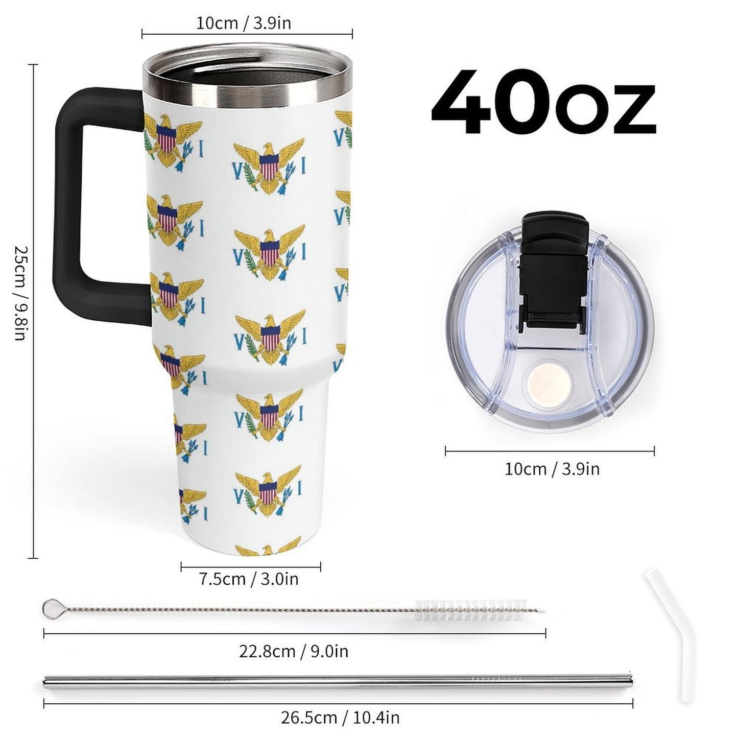 40oz Tumbler with Multi-Color Handle options